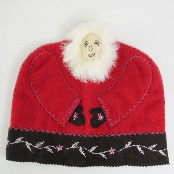 Unbranded Accessories - FOLKSY HANDMADE Red/Brown Wool/Rabbit Hat